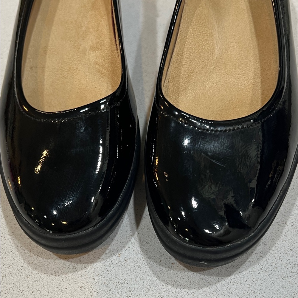 Naturalizer Black Patent Low Wedge Slip-Ons- All Day comfortable professional - Picture 5 of 7